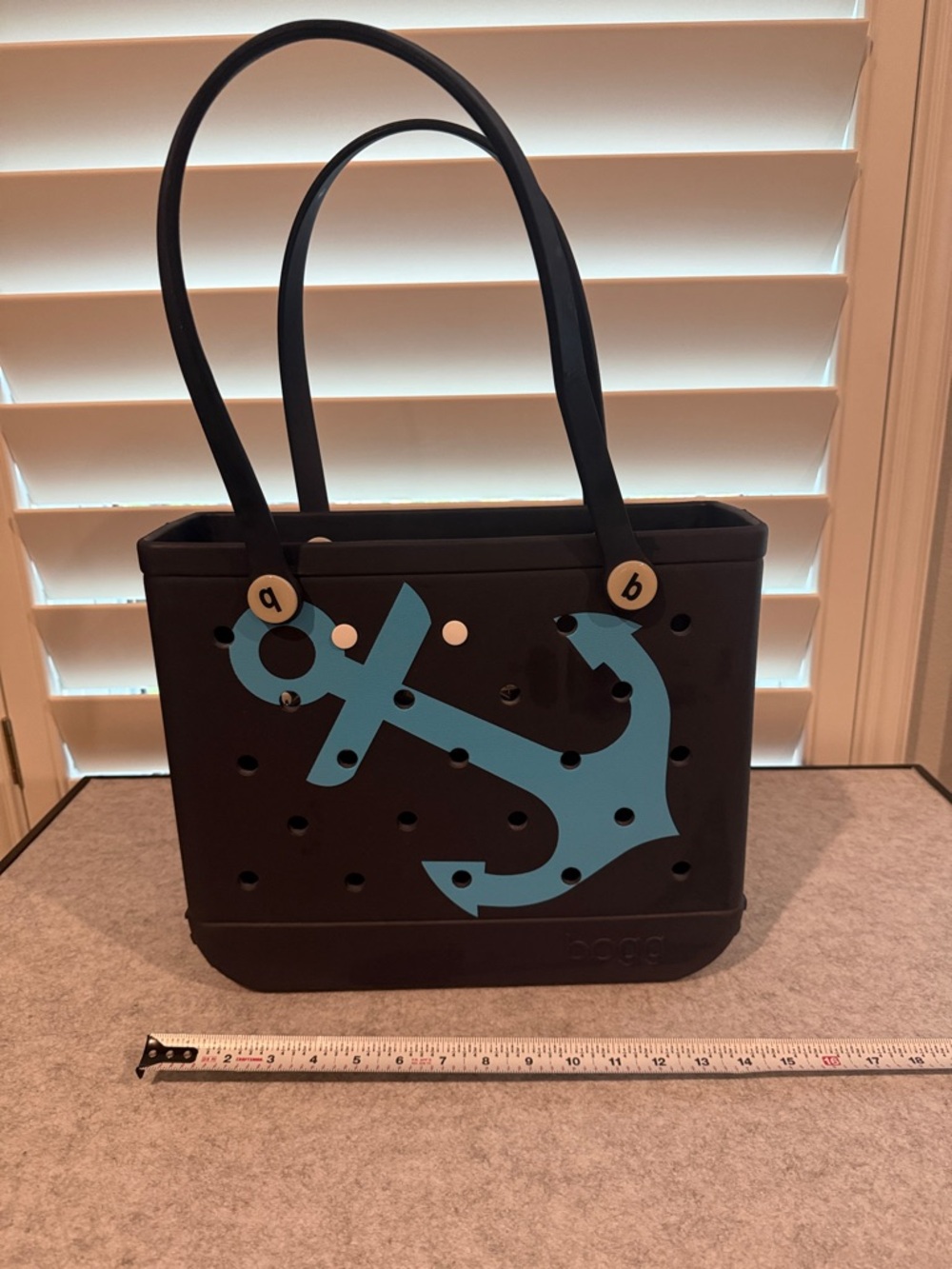 Bogg Navy Tote Bag with Blue Anchor Accent